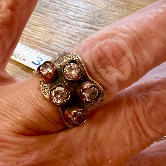 Handmade Vintage Sterling Silver and Copper Gemstone Ring - Picture 8 of 16